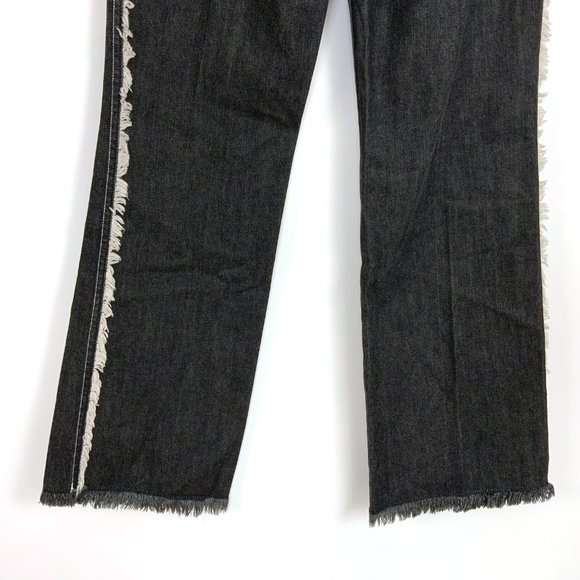 Vintage Anne Kleine Y2K Black Frayed Cotton Jeans Grunge Goth Size 8 - 6 - Picture 8 of 16